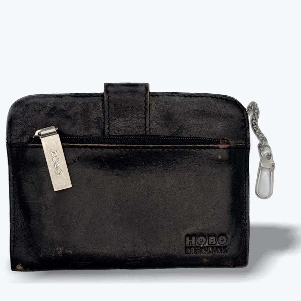 HOBO International Brown Leather Euro Slide‎ Card Holder Wallet Coin Purse